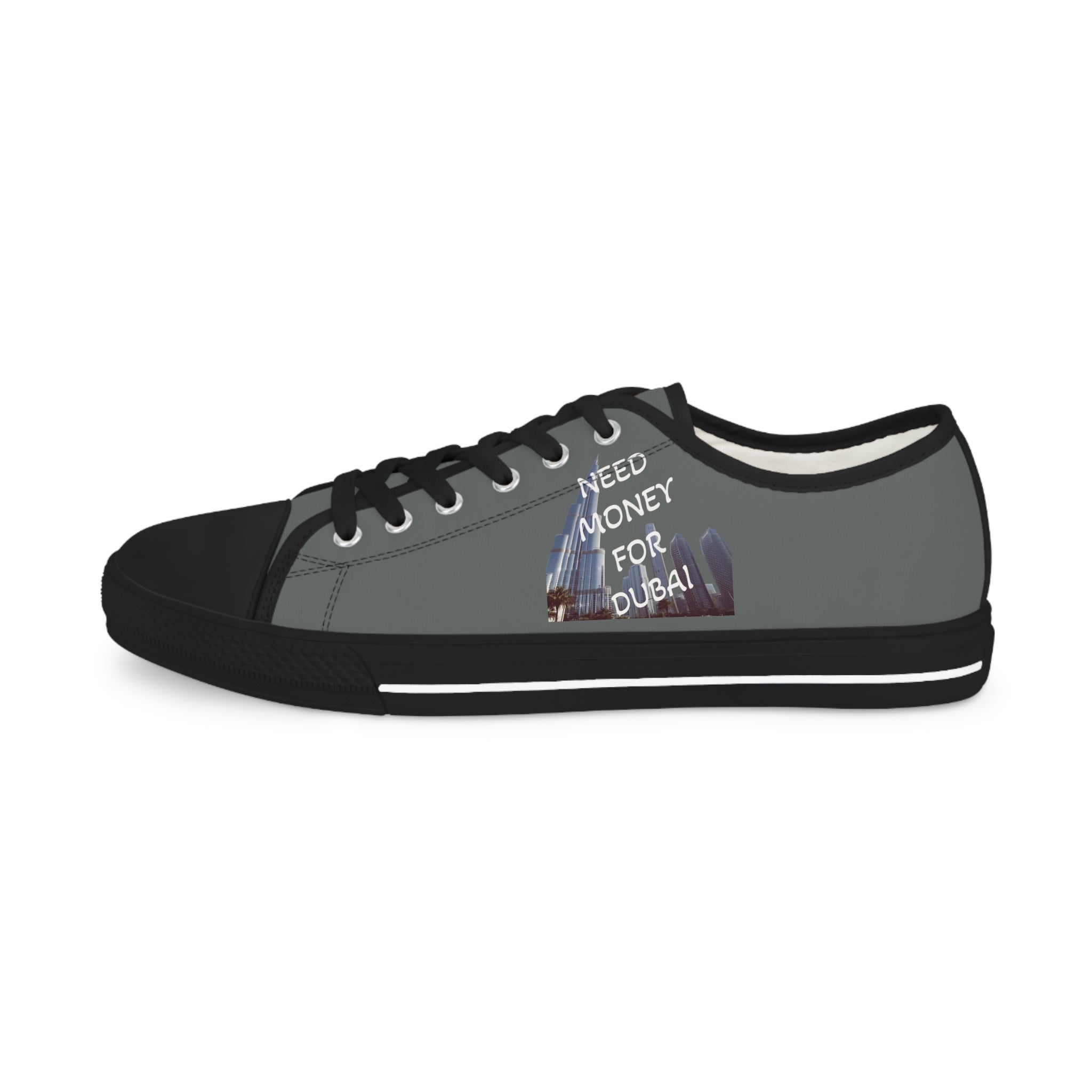 Men's Low Top Sneakers with Fun Phrase – NEED MONEY FOR DUBAI