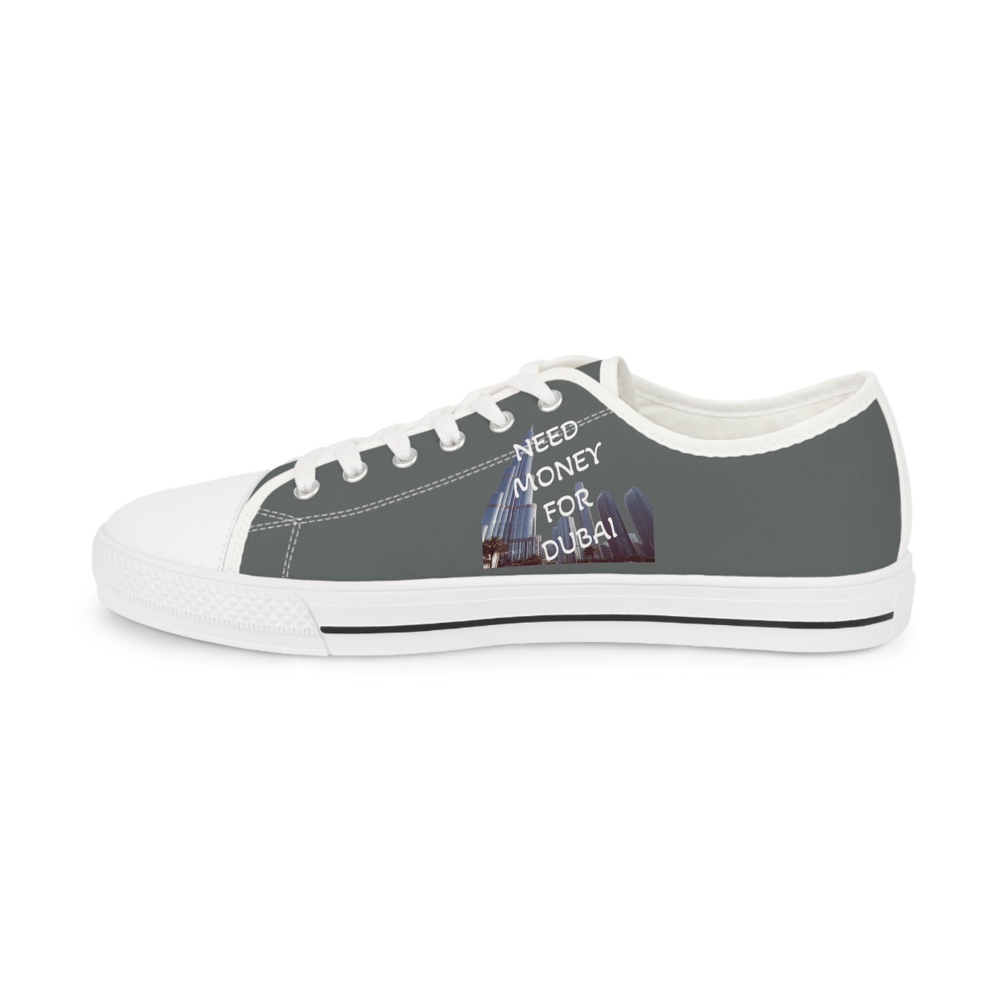 Men's Low Top Sneakers with Fun Phrase – NEED MONEY FOR DUBAI
