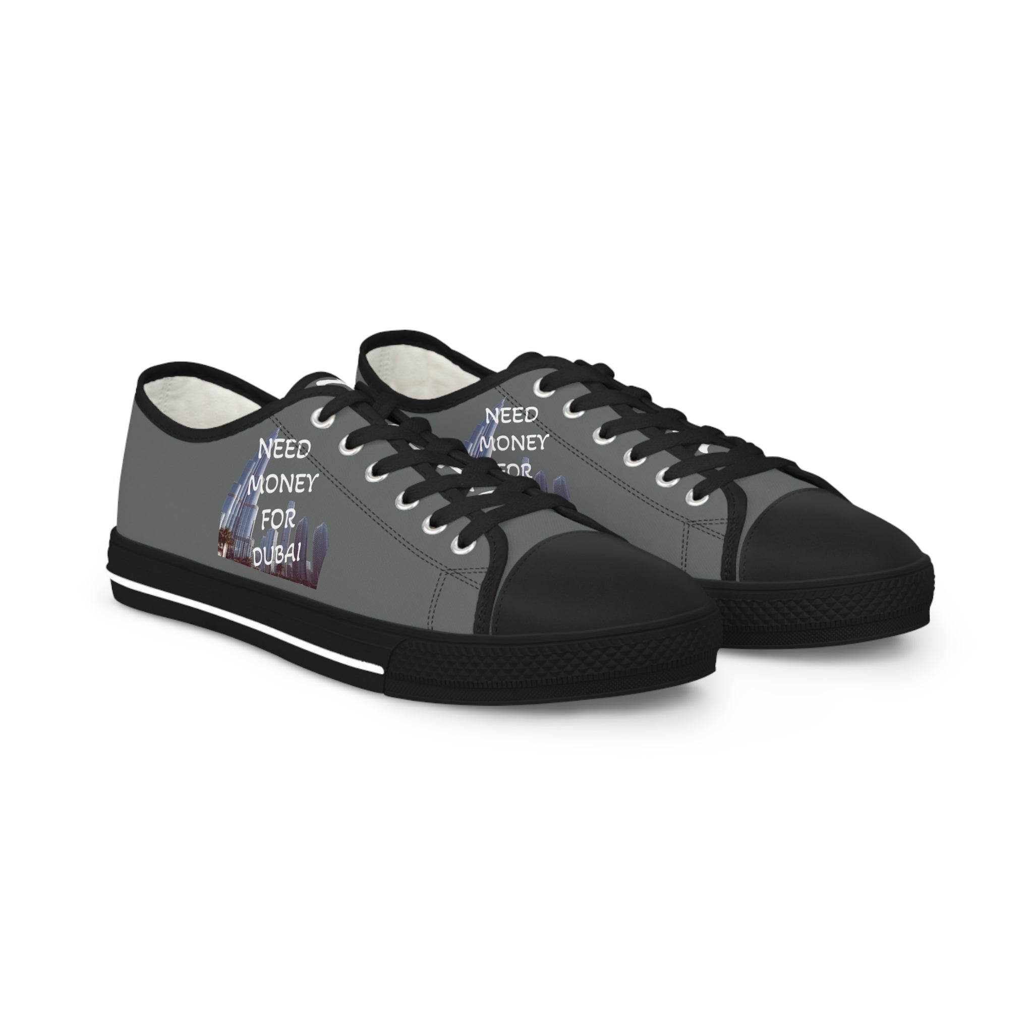 Men's Low Top Sneakers with Fun Phrase – NEED MONEY FOR DUBAI