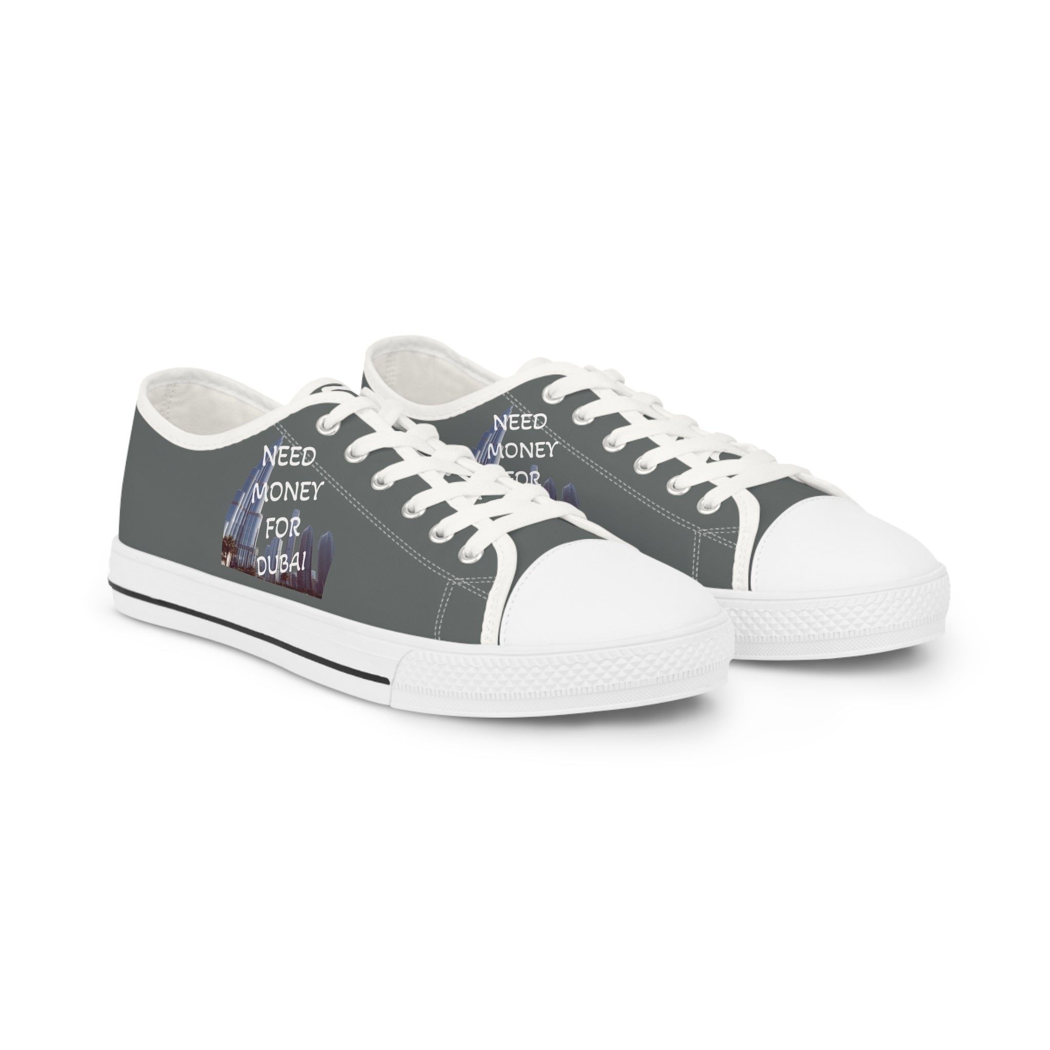 Men's Low Top Sneakers with Fun Phrase – NEED MONEY FOR DUBAI