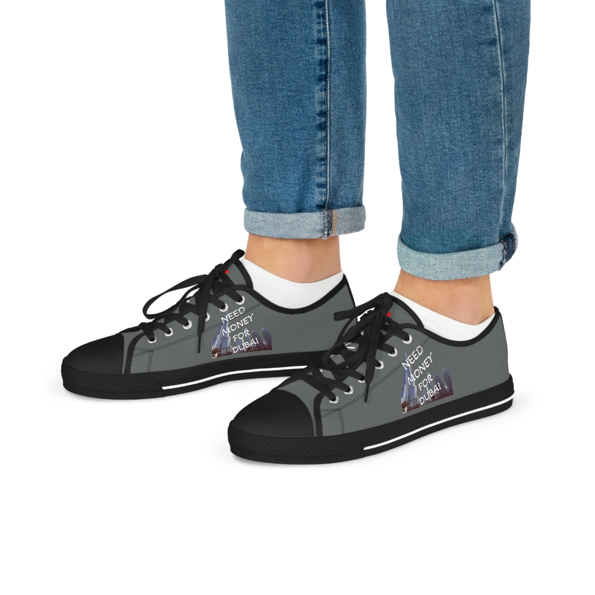 Men's Low Top Sneakers with Fun Phrase – NEED MONEY FOR DUBAI