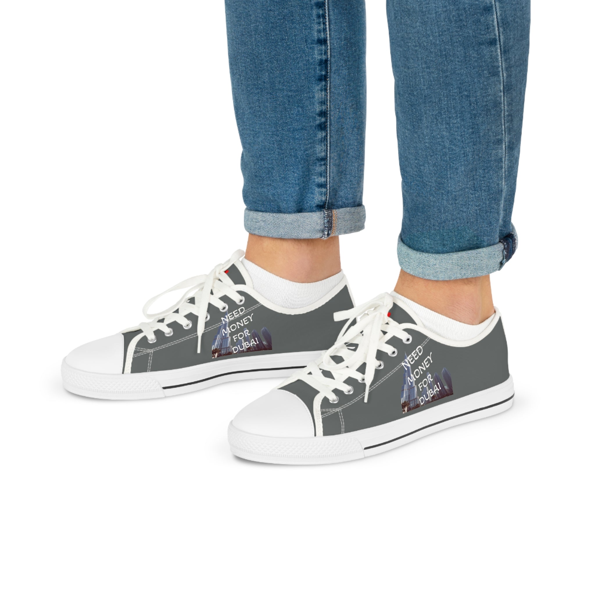 Men's Low Top Sneakers with Fun Phrase – NEED MONEY FOR DUBAI