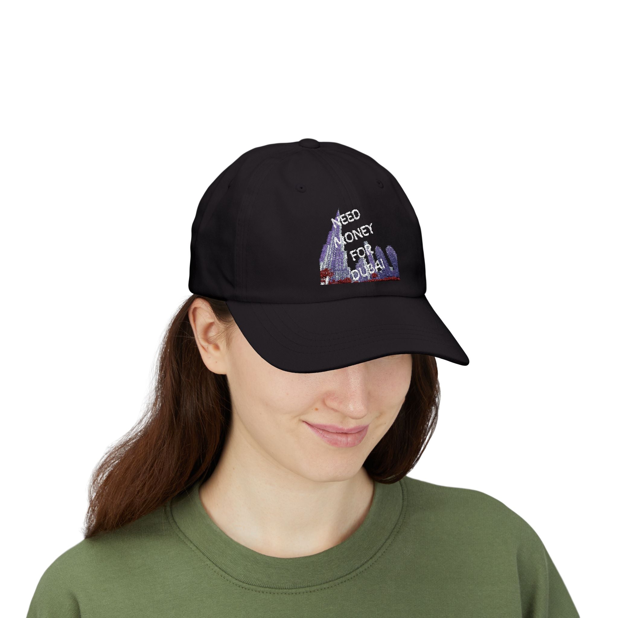 Classic Dad Cap with Fun Quote-NEED MONEY FOR DUBAI
