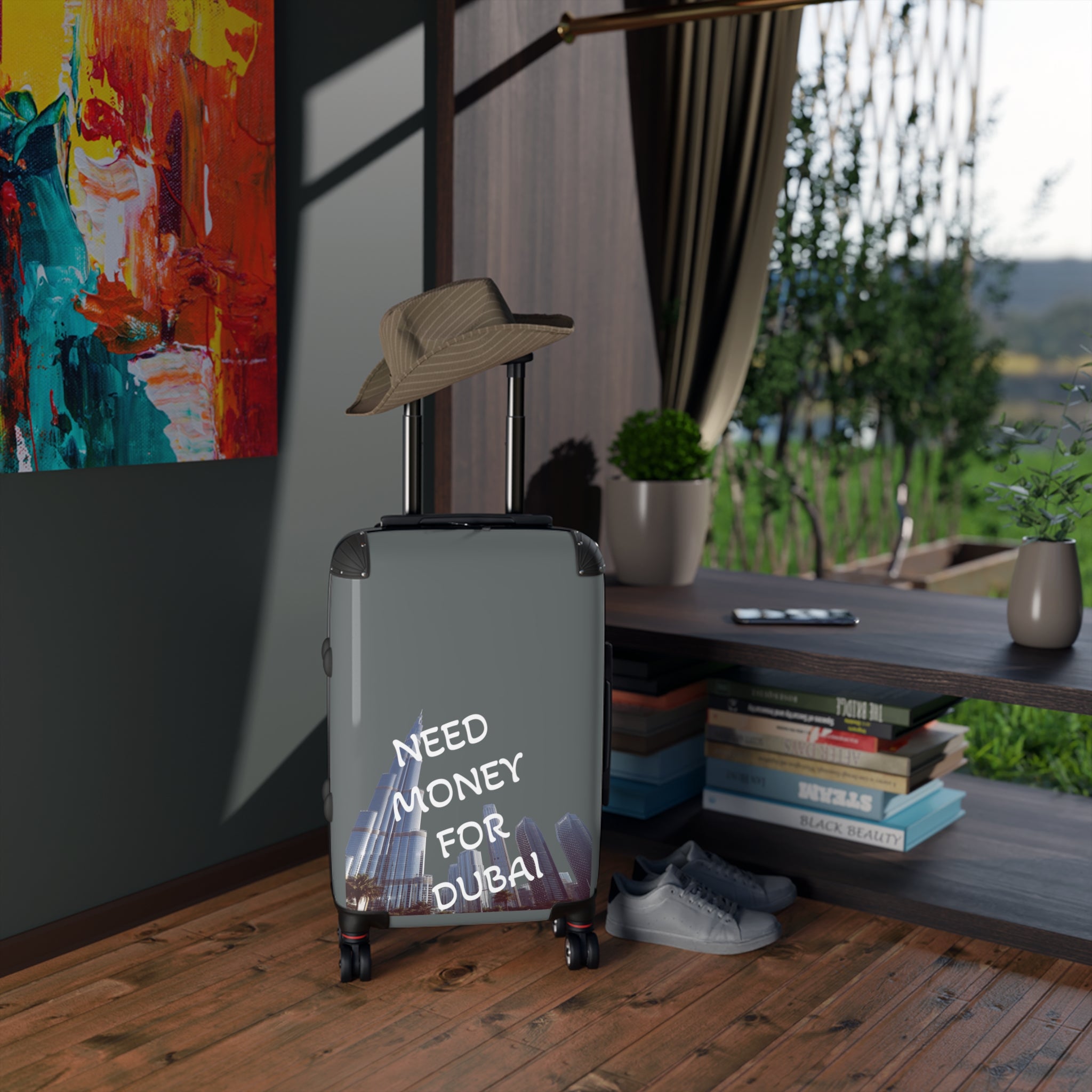 Travel Suitcase with Fun Design - NEED MONEY FOR DUBAI