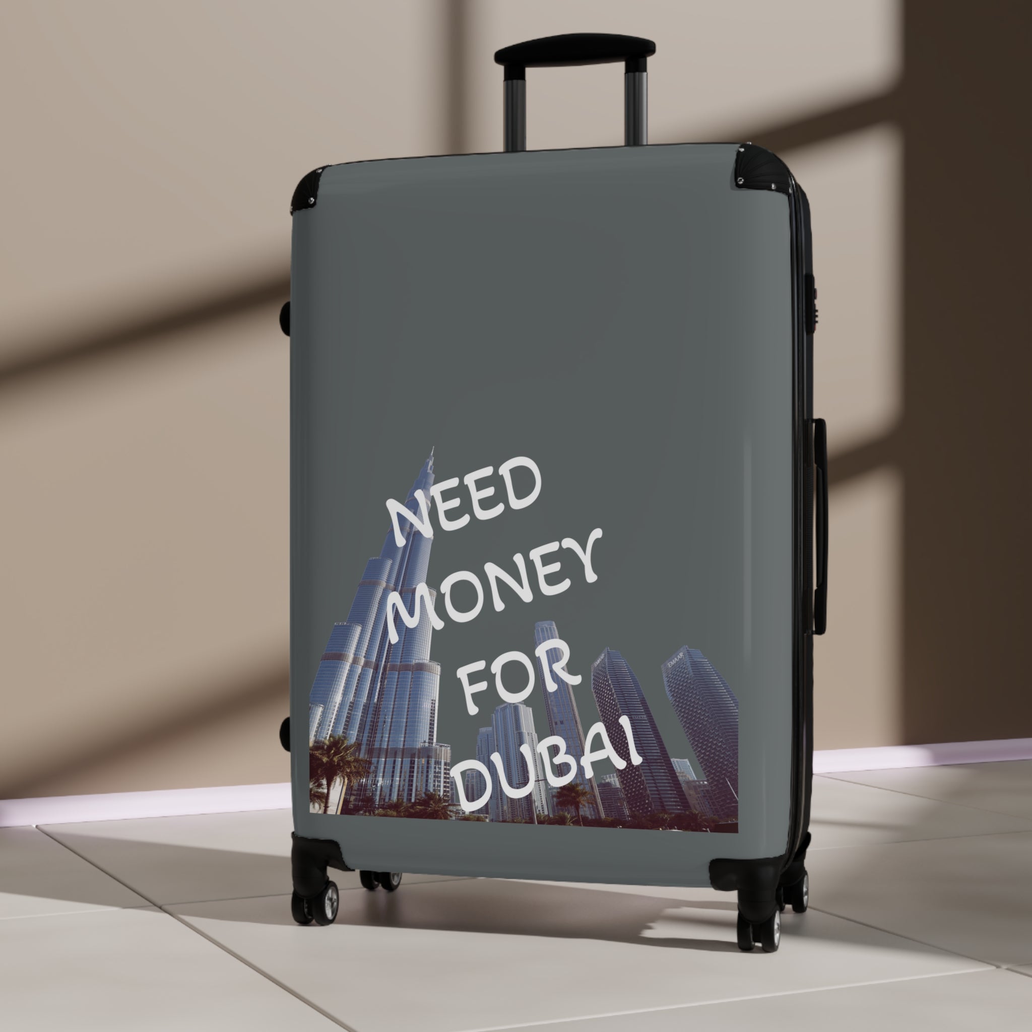 Travel Suitcase with Fun Design - NEED MONEY FOR DUBAI