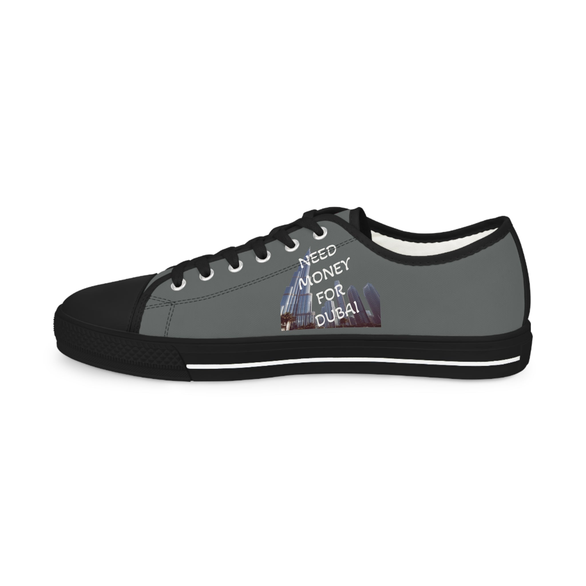 Men's Low Top Sneakers with Fun Phrase – NEED MONEY FOR DUBAI