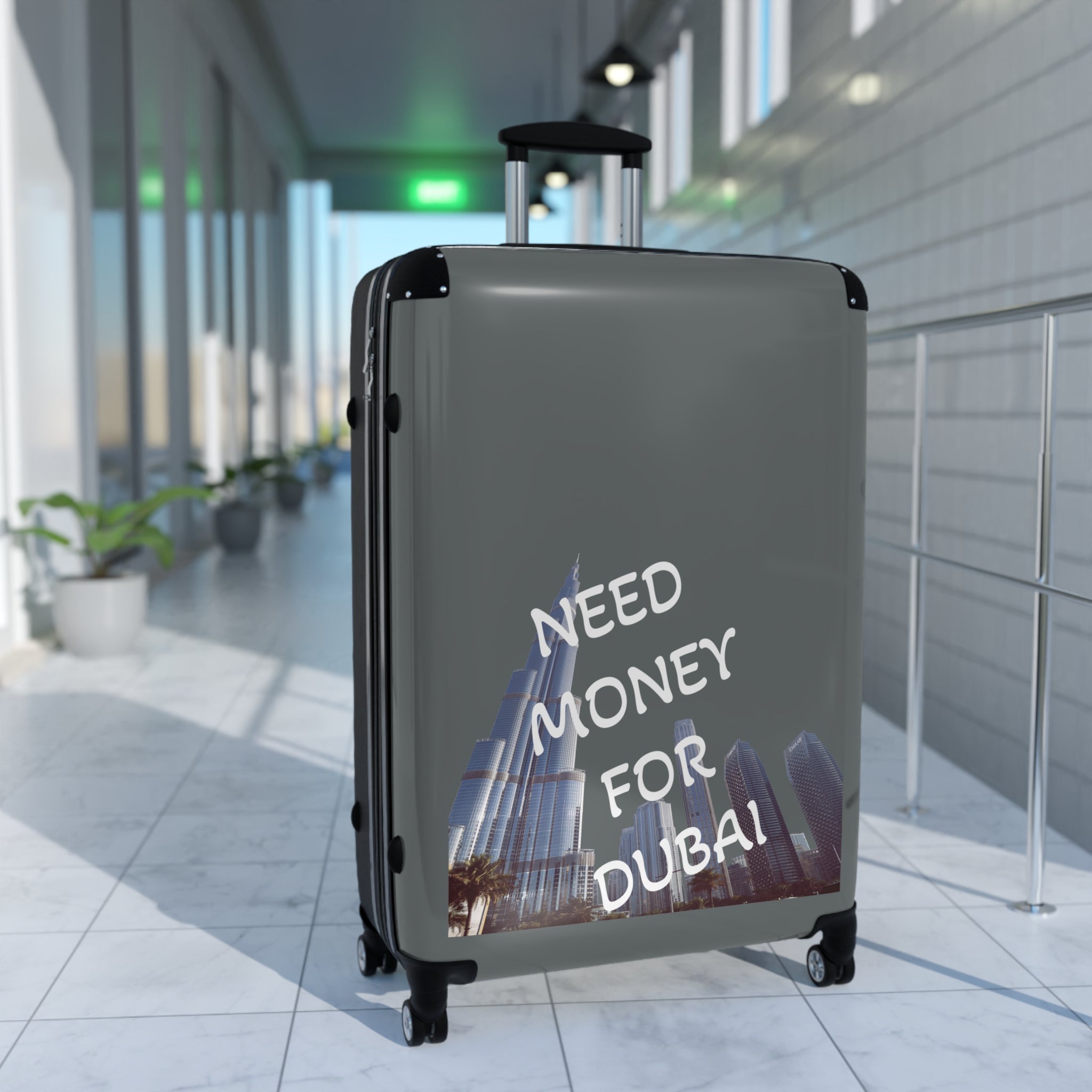 Travel Suitcase with Fun Design - NEED MONEY FOR DUBAI