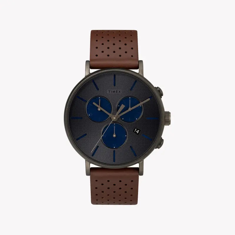 Timex Men's Brass Watch, Brown Leather, Gray Dial | Tw2r80000